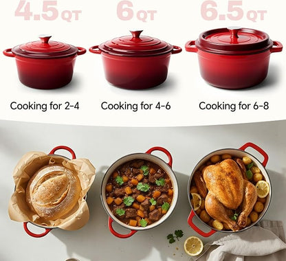 4.5 Quart Dutch Oven Pot with Lid, Non Stick Enameled Cast Iron Dutch Oven - Image 3