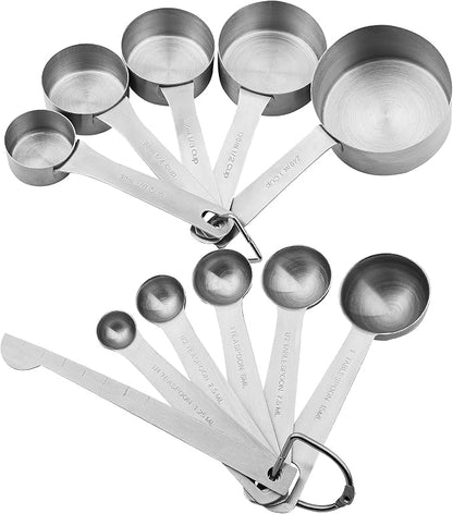 Stainless Steel Measuring Cups and Spoons Set, 18/8 Steel Material Heavy Duty 5 by Smithcraft