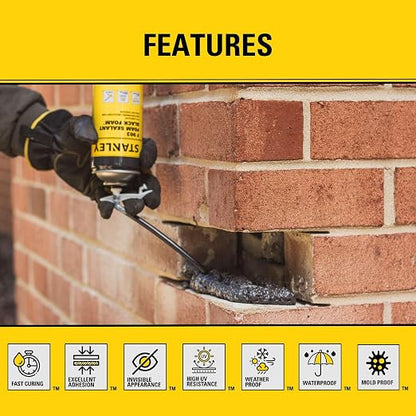 Stanley F903 Black Spray Foam Sealant – Waterproof Expanding Polyurethane Foam - Image 8