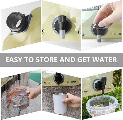 Collapsible 8L Water Storage Bag, BPA-Free Portable Folding Water Jug with Adjustable Faucet, Leakproof Emergency Water Bag for Camping, Hiking, Riding, Outdoor Sport (BEIGE, 2)