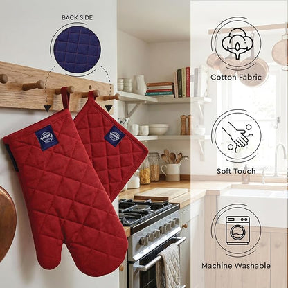 Encasa XO Heat Resistant 100% Cotton Oven Glove & Potholder Set - Image 4