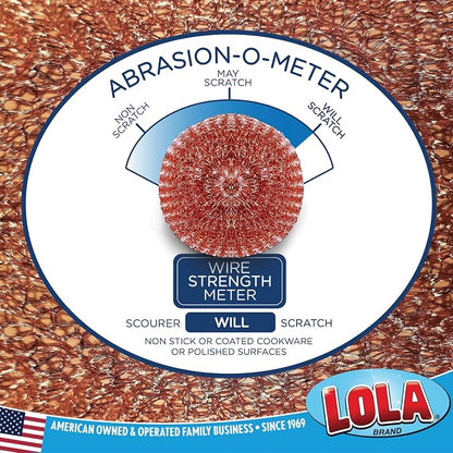 LOLA Copper Mesh Scouring Pad, 18 Grams, 12 Pack, eavy Duty Cleaning Pads - Image 3