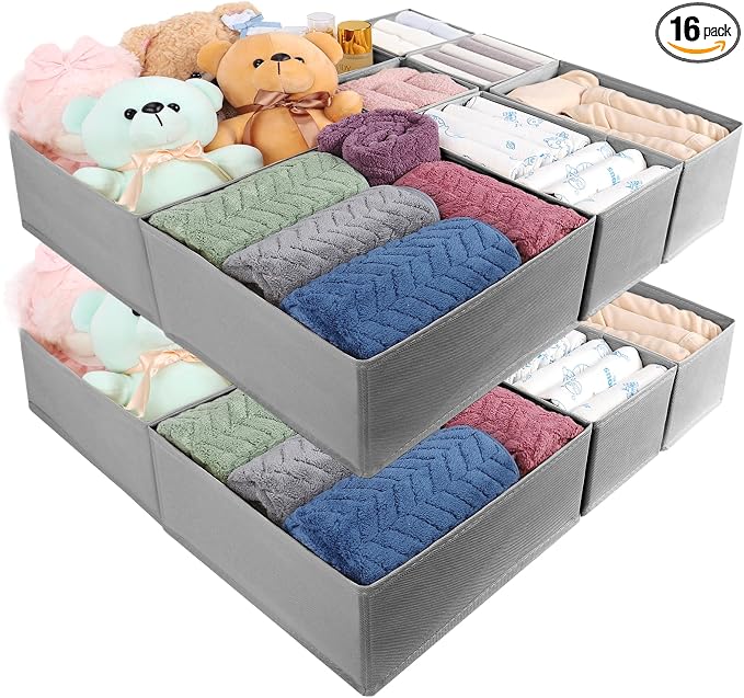 Drawer Organizer Clothes, 16 Pack Dresser Organizer Bins, Foldable Closet by Unknown