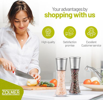 ZOLMER® Premium Stainless Steel Salt and Pepper Grinder Set manual | Adjustable - Image 7