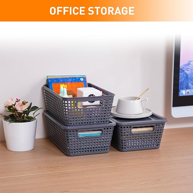 Plastic Storage Baskets With Lid, Storage Bins - Image 5