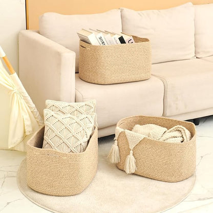 Large Storage Baskets for Organizing Shelves, Woven Cotton Rope Bins for Baby - Image 6