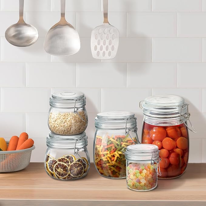 Glass Food Storage Jars with Airtight Lids 34 oz Round 4 Pack Kitchen Storage - Image 7