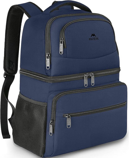 MATEIN Cooler Backpack, 26 Cans Insulated Lunch Backpack for Men Women, Leakproof Double Layer Lunch Cooler Bag Lightweight Soft Lunch Backpack with Cooler Compartment, Beach Camping Hiking Beer Gifts