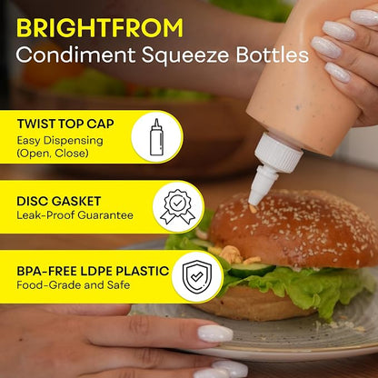 BRIGHTFROM Condiment Squeeze Bottles, 16 OZ Empty Squirt Bottle - Image 2