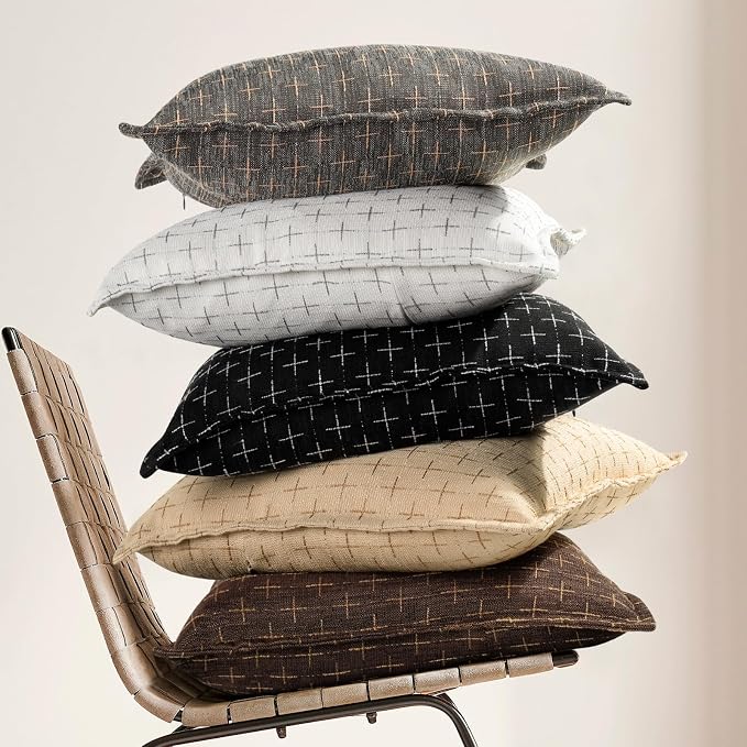 ZWJD Pillow Covers 16x16 Set of 2 Soft Polyester Textured Pillow Covers - Image 5