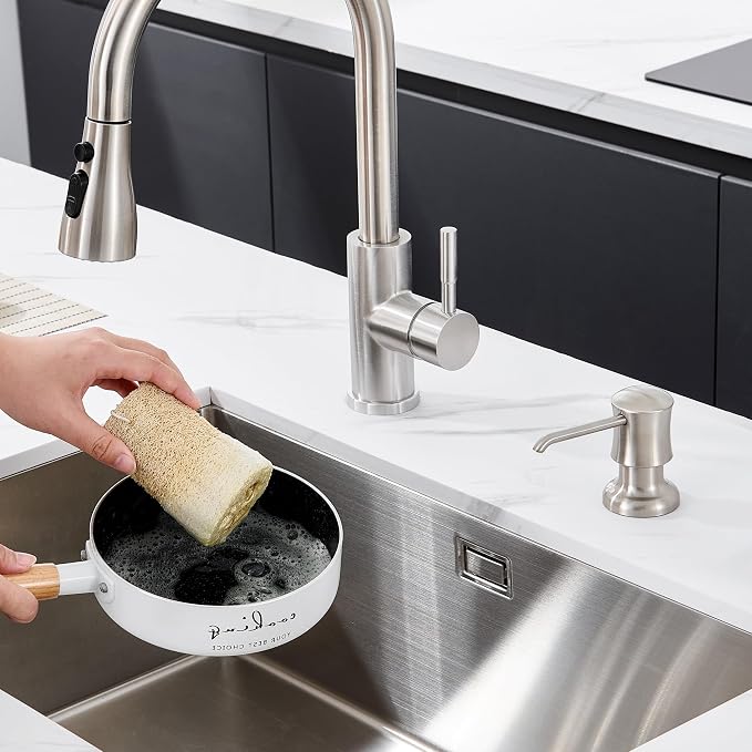 Soap Dispenser for Kitchen Sink Brushed Nickel, Built-in and Refill-from-Top - Image 8
