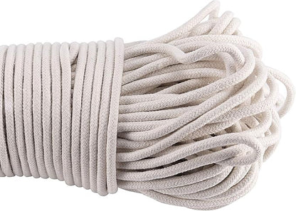 328 Feet 1/4 Inch White Natural Cotton Rope, Cotton Clothesline Rope, - Image 3