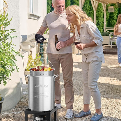 Bonnlo 30QT Aluminum Stock Pot for Boiling Seafood, Crawfish & Crab, Frying - Image 7