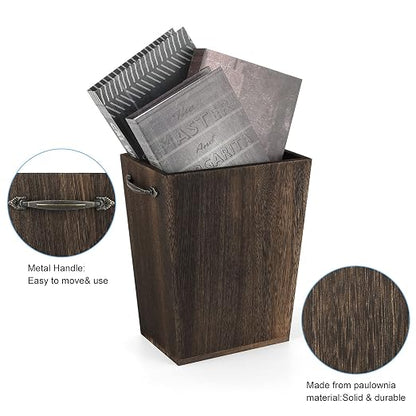 Trash Can Wastebasket Wood Garbage Container Bin - Image 5