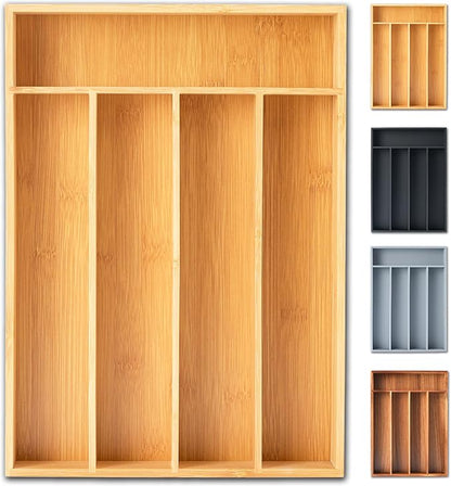 Silverware Organizer, 10 Inch Utensil Organizer Kitchen Drawer Organizer Bamboo by Sunbreath
