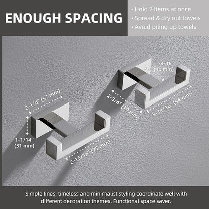 Angle Simple Double Towel Hooks, SUS 304 Stainless Steel Robe Coat Wall Hooks - Image 6