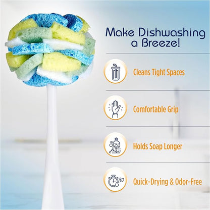 Compac Home Dish Wand Plus Cello, Foam & Scour Sponge Petals Brush and Clean - Image 5