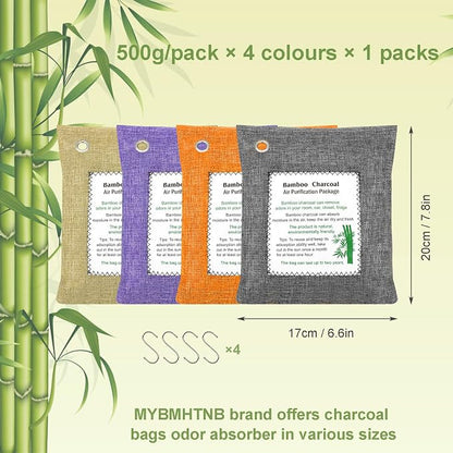 Bamboo Charcoal Bags Odor Absorber 4 Pack×500g Bamboo Charcoal Air Purifying - Image 3