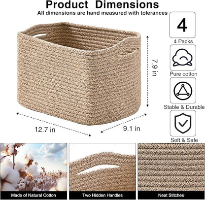 Small Storage Baskets for Organizing, Woven Storage Baskets for Shelves - Image 2