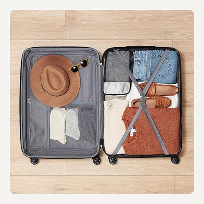 Amazon Basics 30" Hardside Large Checked Luggage, Hardshell Suitcase With Wheels, Expandable For Up to 15% More Space, With Scratch-Resistant Surface, Four Multi-directional Wheels, Navy Blue