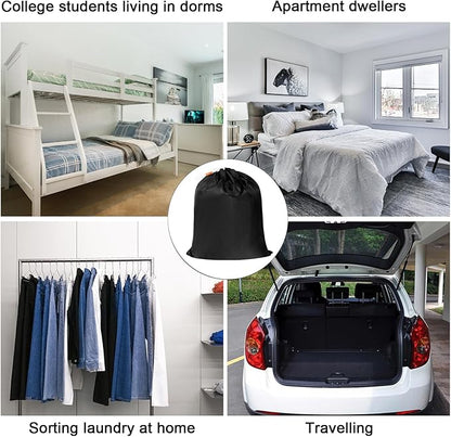 Polecasa Small Heavy Duty Laundry Bag with 130gsm Tear Resistant Fabric and Handles, Easy to Carry Durable Dirty Clothes Drawstring Bag, Perfect for College Dorm, Travel, 2 Pack 21”x24”,Black