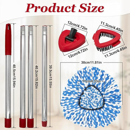 Spin Mop Handle, Mop Heads Replacements, Scrubber Mop Head and Mop Base Combo - Image 3