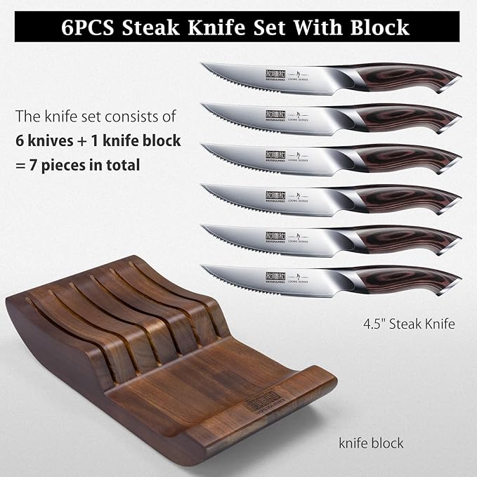 HOSHANHO Steak Knives Set of 6 - Image 5