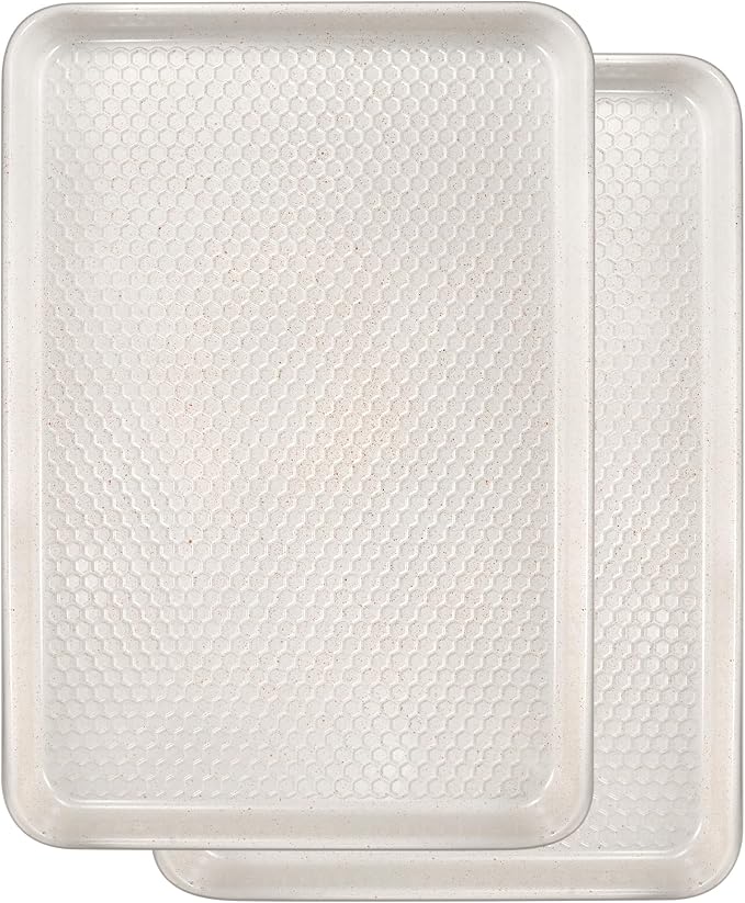 Wildone 2 Pack Half Sheet Baking Pans, Honeycomb Embossed Nonstick Baking Sheet by Wildone
