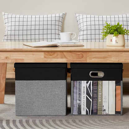 Fabric Storage Cubes with Clear Windows and Lids, Decorative Storage Boxes - Image 7