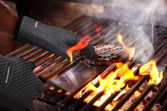 KITCHEN PERFECTION Silicone Smoker Oven Gloves -Extreme Heat Resistant BBQ - Image 7