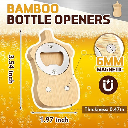 Vesici 24 Pcs Magnetic Wood Bottle Opener 2.5" DIY Bamboo Baby Bottle Shape - Image 2