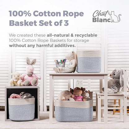 CHAT BLANC Cotton Rope Baskets for Organizing | Storage Baskets for Shelves | - Image 5