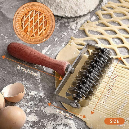 Stainless Steel Dough Lattice Top Cookie Pie Pizza Bread Pastry Crust Roller - Image 3