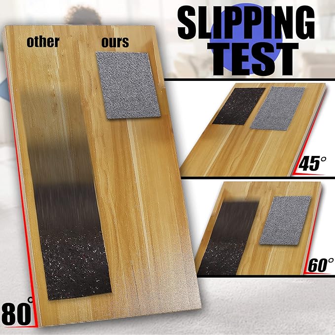 Non Slip Rug Pad Grippers - 2x4, 1/4" Thick, Felt + Rubber Double Layers Area Carpet Mat Tap, Provides Protection and Cushioning for Hardwood or Tile Floors