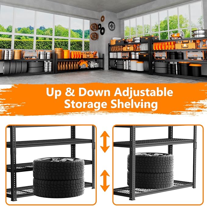 Storage Shelves Heavy Duty, 4-tier Adjustable Metal Industrial Utility Shelf - Image 5