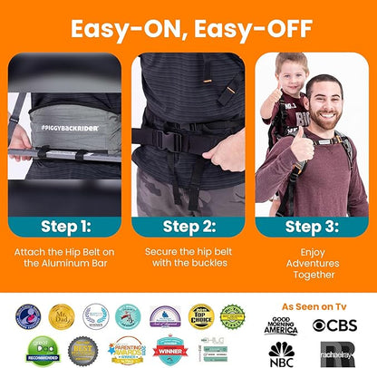 Piggyback Rider Hip Support Belt - Toddler Hiking Carrier’s Hip Belt for Backpack with Buckle Closure - Convenient Parent Support for Trekking, Parks, Events & Travel