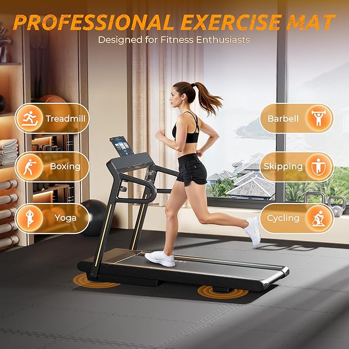 PRAISUN 0.6" Thicker Gym Mat, 24 Tiles 96 Sq Ft Workout Mats, Interlocking Foam Tiles with Rubber Top, High Density EVA Foam, Exercise Mat, Gym Flooring for Home Gym, Garage, 24 x 24in, Black
