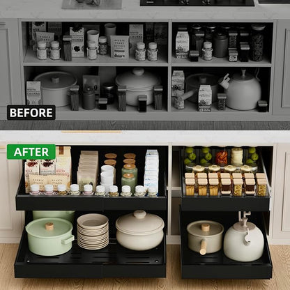 PAKETA 1 Pack Expandable Pull Out Cabinet Organizer, Upgrade 3 Slide Rails - Image 3