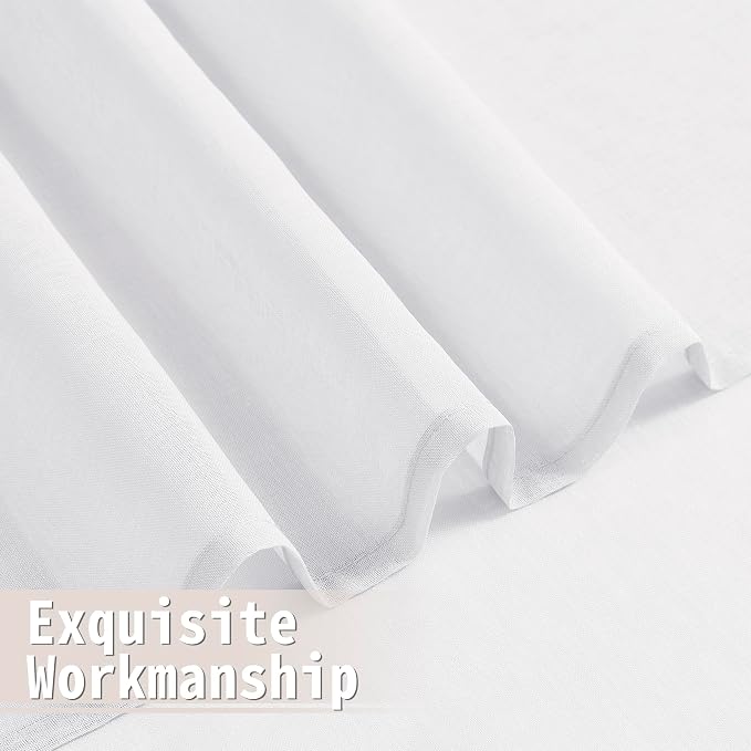 Tollpiz Sheer Door Curtains Closet Linen Textured Curtain Sheers Doorway Light - Image 8