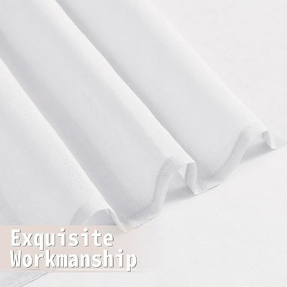 Tollpiz Sheer Door Curtains Closet Linen Textured Curtain Sheers Doorway Light - Image 8