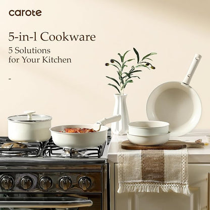 CAROTE 19pcs Pots and Pans Set, Nonstick Cookware Set Detachable Handle - Image 9