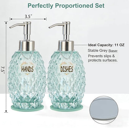 MALACHI Soap Dispenser Set, Crystal-Textured Diamond Glass - Image 7