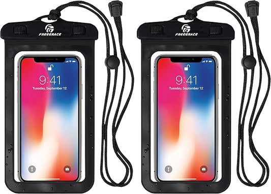 Freegrace Waterproof Pouches with Waist Strap / Pouch Case Bundle Set- Keep Your Phone & Valuables Dry and Safe - Waterproof Dry Bags for Boating Swimming Snorkeling Kayaking Beach Water Parks Pool