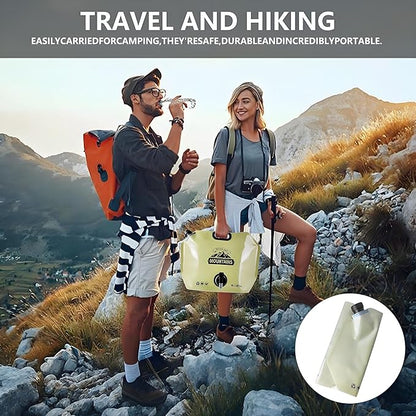 Collapsible 8L Water Storage Bag, BPA-Free Portable Folding Water Jug with Adjustable Faucet, Leakproof Emergency Water Bag for Camping, Hiking, Riding, Outdoor Sport (BEIGE, 2)