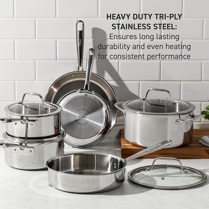 T-Fal Pro Tri-Ply Stainless Steel Large Dutch Oven Pot - Image 2