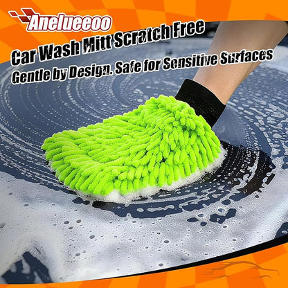Car Wash Mitt Microfiber, Premium Chenille Microfiber Wash Car Mitts Sponge - Image 6
