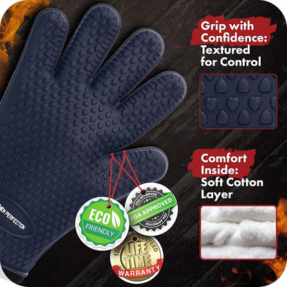 KITCHEN PERFECTION XL Silicone Smoker Oven Gloves-Extreme Heat Resistant BBQ - Image 4