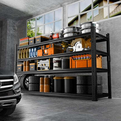 Storage Shelves Heavy Duty 2 PCS, 4-tier Adjustable Metal Industrial Utility - Image 2