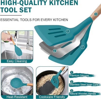 Herogo 8 Pcs Non-Stick Silicone Kitchen Utensils Set, Heat-Resistant Food-Grade - Image 5