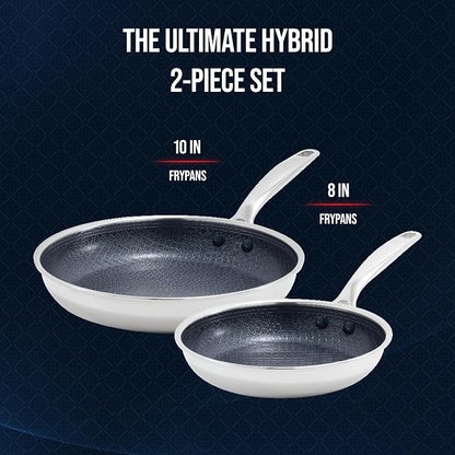 Blue Diamond Hybrid Nonstick Stainless Steel 8” & 10” Frying Pan Skillet Set - Image 4